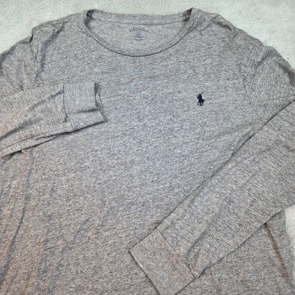 Polo Ralph Lauren T-Shirt Mens L Custom Fit Long Sleeve Pony Logo Heather Gray